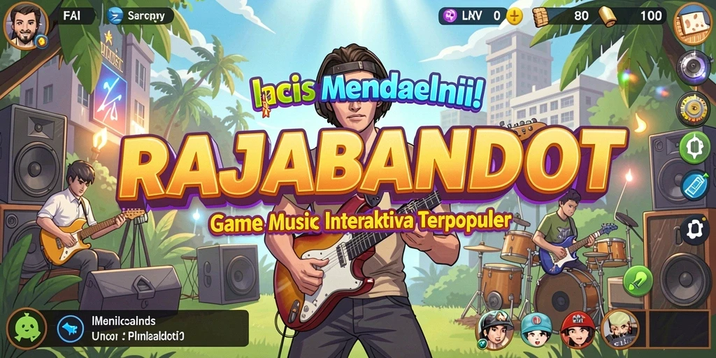 Screenshot utama RAJABANDOT menampilkan gameplay seru dengan lagu-lagu hits.