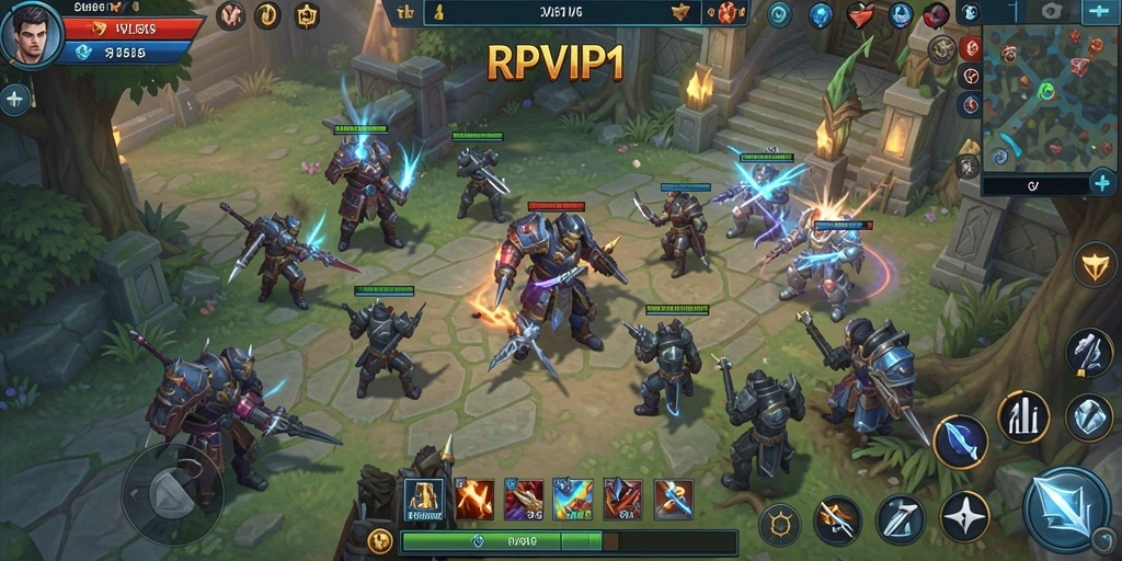 Tangkapan layar dari gameplay RPVIP1 yang menunjukkan pertempuran strategis.