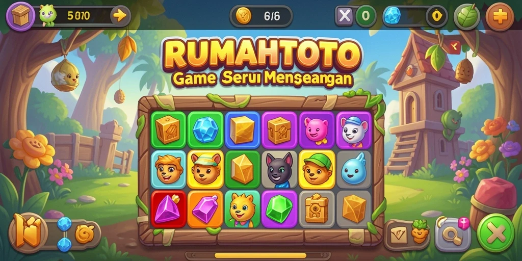 Screenshot RUMAHTOTO menampilkan gameplay Match-3 yang seru dan menantang.