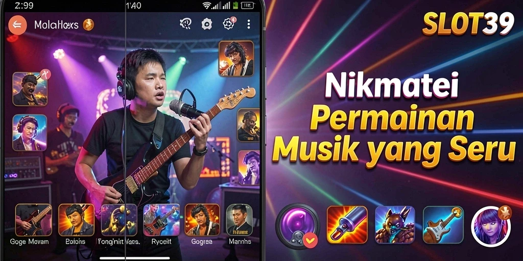 Tampilan gameplay SLOT39 yang menarik dengan berbagai pilihan musik.
