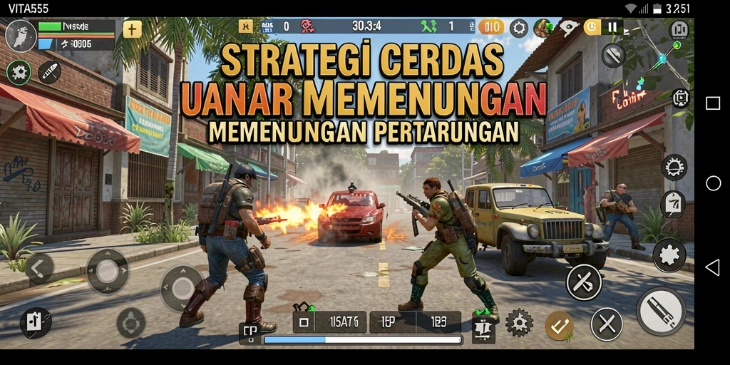 Screenshot gameplay VITA555 yang menunjukkan pertarungan strategi yang intens.