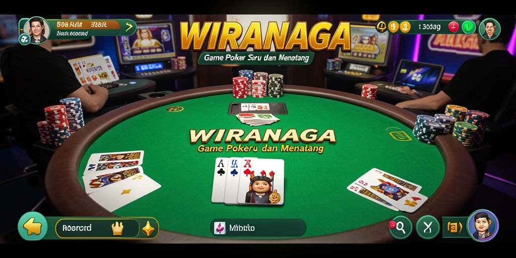 Screenshot gameplay WIRANAGA menunjukkan suasana poker yang menegangkan.